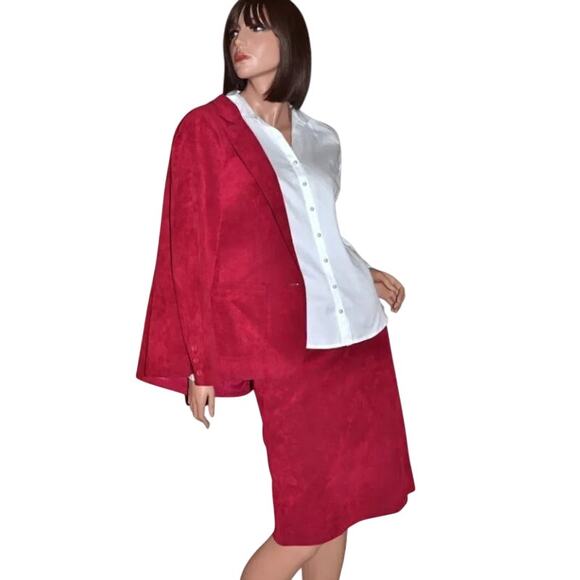 Vintage 70s Adolph Schuman for Lilli Ann Fushia Ultrasuede Skirt Blazer 2‑PC - Picture 12 of 12